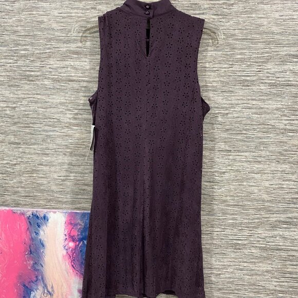 Trixxi Girl Purple Sleeveless Mock Neck Eyelet Dress Size M - Picture 6 of 6